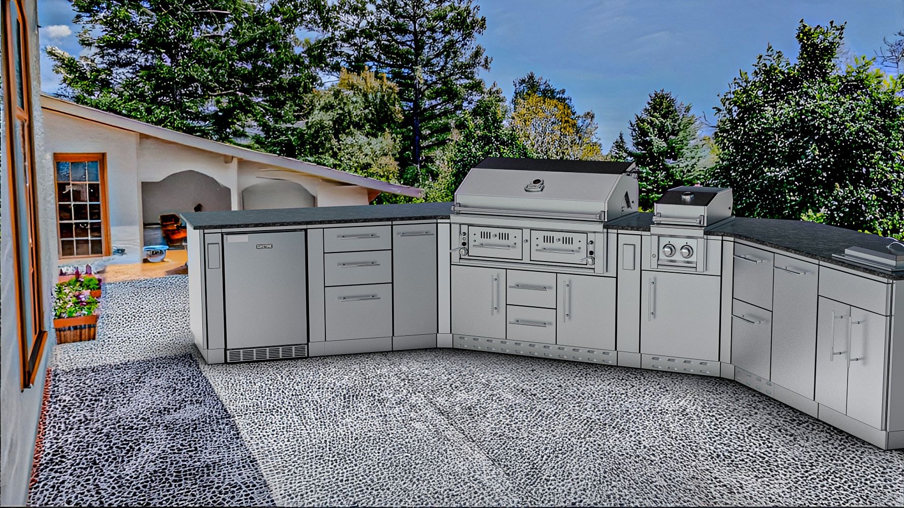 Sunstone Rancher L-Shape Outdoor Kitchen